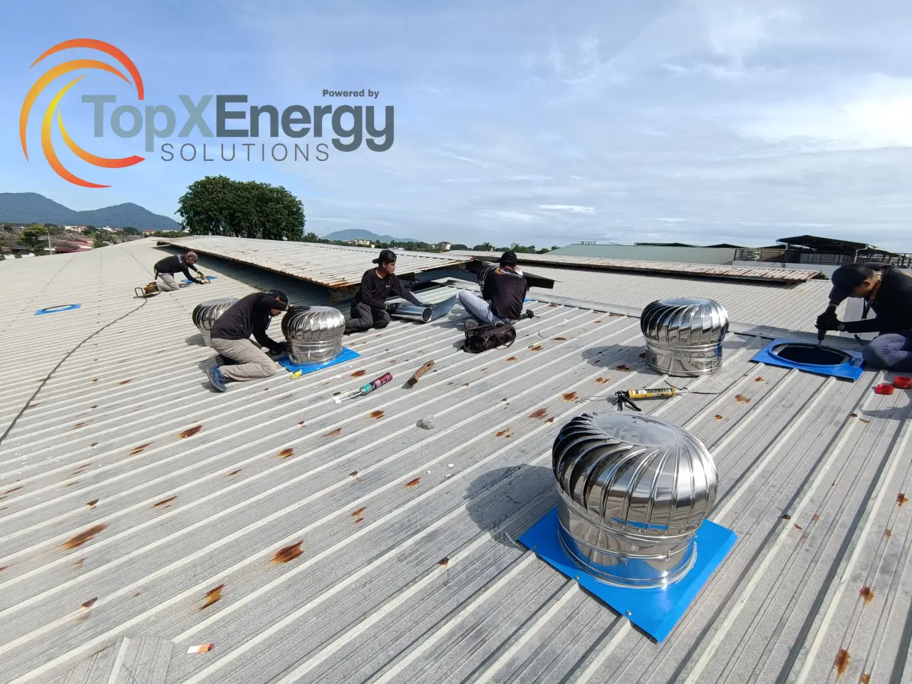 Commercial Factory Roof Turbine Ventilator Installation